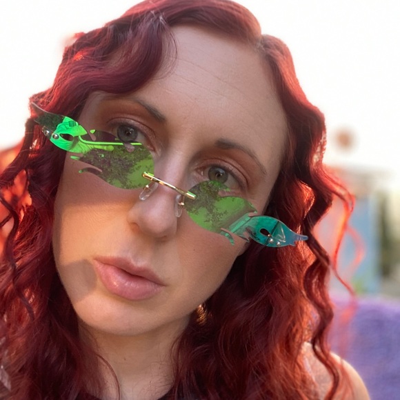 Flame fire sunglasses it's lit glasses leaf rave - Picture 7 of 8